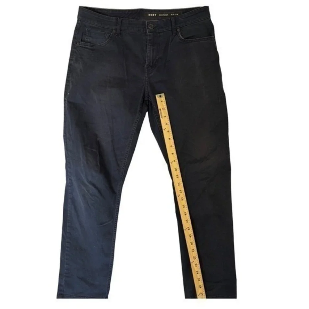 DKNY Mens Slim Straight Pants Dark Navy Blue Stretch Cotton W34 L30‎